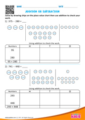 Solve drawing chips on place value chart